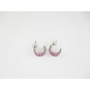 NWT Macys & Co SS and Gemstone Huggie Earrings